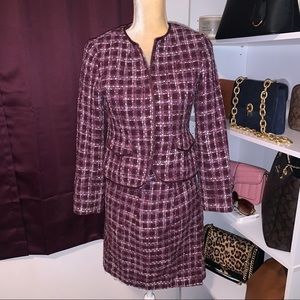 Ann Taylor Petites Wool Blend Blazer and Skirt Suit Set